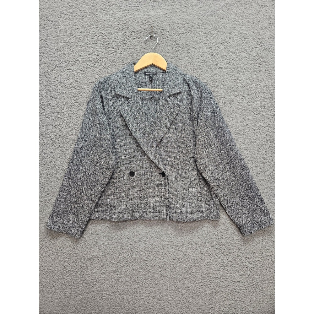 Eileen Fisher Blazer Jacket Medium Black White Marl Organic Cotton Professional